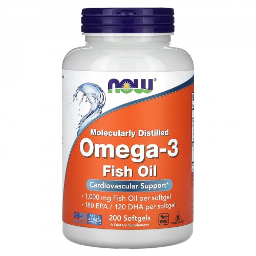 Now Foods, омега-3, очищенная на молекулярном уровне, 200 капсул Now Foods, омега-3, очищенная на молекулярном уровне, 200 капсул